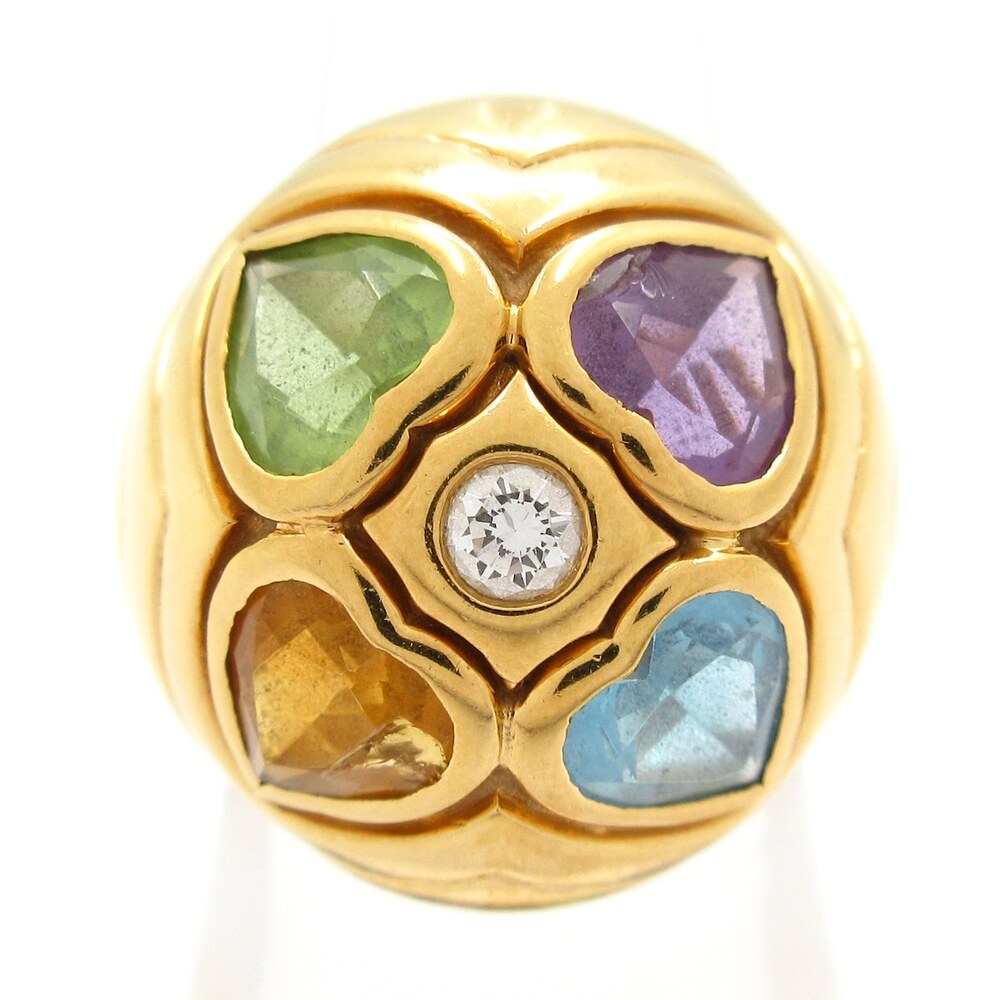 Bvlgari Allegra Ring 18K Yellow Gold Diamond Multi Color Stone
